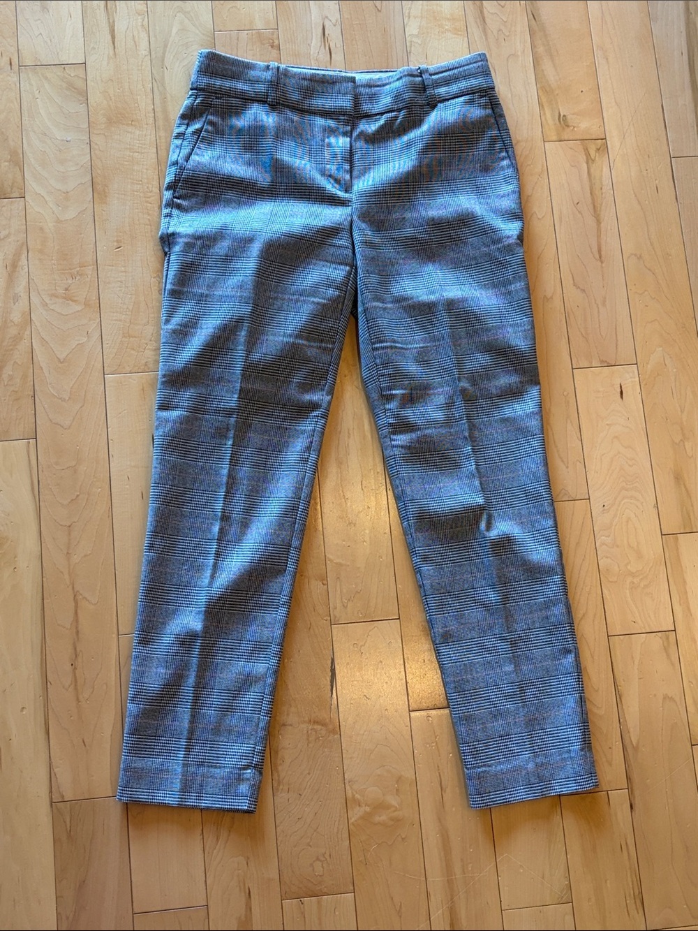 LOFT Gray Plaid Straight-Leg Dress Pants